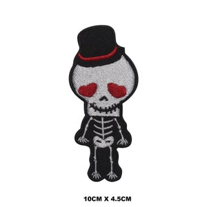Cute Skeleton Boy Halloween Logo Iron/Sew On Patch Embroidered Applique For Clothes