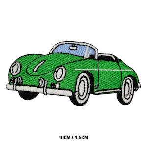 Green Vintage Car Cartoon Logo Iron/Sew Patch Embroidered Applique For Clothes