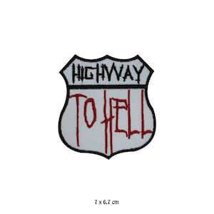 Parche bordado para planchar/coser con logotipo de High Way To Hell, apliques bordados para ropa