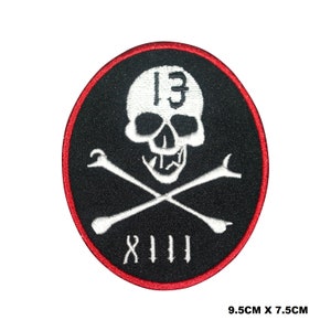 Lucky 13 Skull XIII Logo Iron/Sew On Patch Embroidered Applique For Clothes