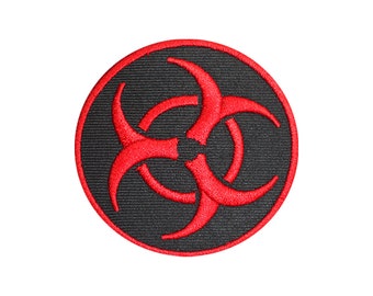 Danger Biological Hazard Logo Iron/Sew Patch Embroidered Applique For Clothes