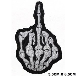 Skull Finger Logo Iron/Sew On Patch Embroidered Applique For Clothes