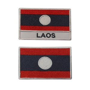 Laos Country Flag Logo Iron/Sew On Embroidered Applique For Clothes