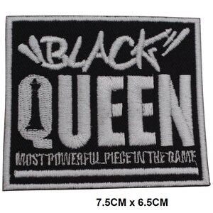 Black Queen-logotyp, stryk-/sy-på-lapp, broderad applikation för kläder