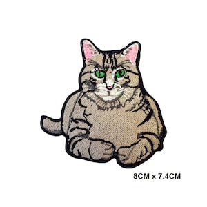 Tjock grå katt Disney-logotyp stryk-/sy-på-lapp broderad applikation för kläder