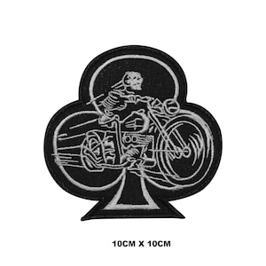 Spade Racer Skull Biker Logo Iron/Sew On Patch Embroidered Applique For Clothes