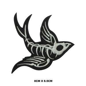 Skeleton Bird Halloween Cartoon Logo Iron/Sew On Patch Embroidered Applique For Clothes