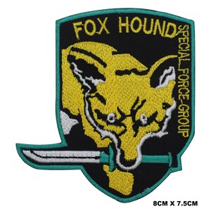 Parche bordado para planchar/coser con logotipo especial de Fox Hound Force, apliques bordados para ropa