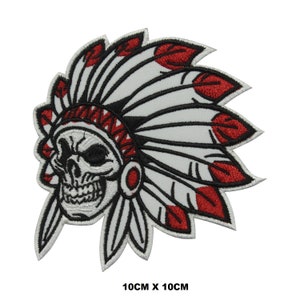 Indian Reaper Skull Logo Iron/Sew On Patch Embroidered Applique For Clothes