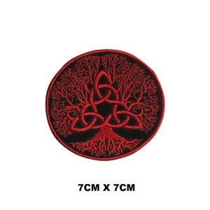 Parche bordado para planchar/coser con logotipo redondo del árbol de la vida, aplique bordado para ropa