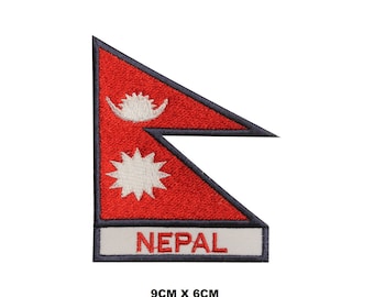 Nepal Flag Iron/Sew On Patch Embroidered Applique For Clothes