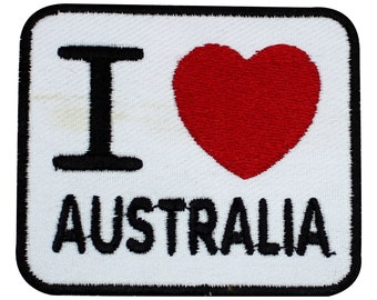 I Love Australia Logo Iron/Sew Patch Embroidered Applique For Clothes