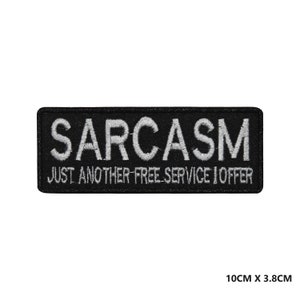 SARCASM Letters Logo Iron/Sew On Patch Embroidered Applique For Clothes