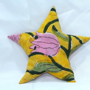 Nursery Decor Stuff Pillow, Handmade Stuffed Pillow, Star Stuffed Baby Toy, Kids Decorative Star Pillow,Cotton, Yellow Stuff Pillow For kids