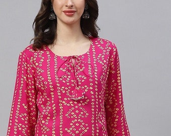 Ethnic Kurti For Women&#39;s Indian Ethnic Dress Women* Indian Women Cotton Fabric Comfortable, Blend Straight Kurta* Women Kurti, Gift For Her