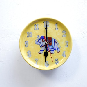 Elephant wall clock , Blue pottery ,Handmade wall clock , table top decor , Home decor , wall hanging decor , aesthetic watch , Room decor