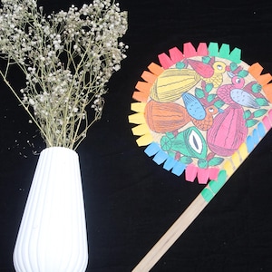 Hand Fan, Beautiful Painted Wooden Hand Fan, Hand Crafted Hand Fan, Elegant Fan For Weddings, Parties & Events, Unique Fans Wooden Hand Fan.