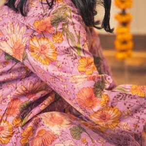 Girls Floral Print Kurta Set For Girls | Indian Ethnic Dress For Girls | Hand Block Printed Kurti Made With 100% Pure Cotton Fabric Stylish And Comfortable Kurti For Kids Weddings And Festive Wear Kids Girl Kurta Set