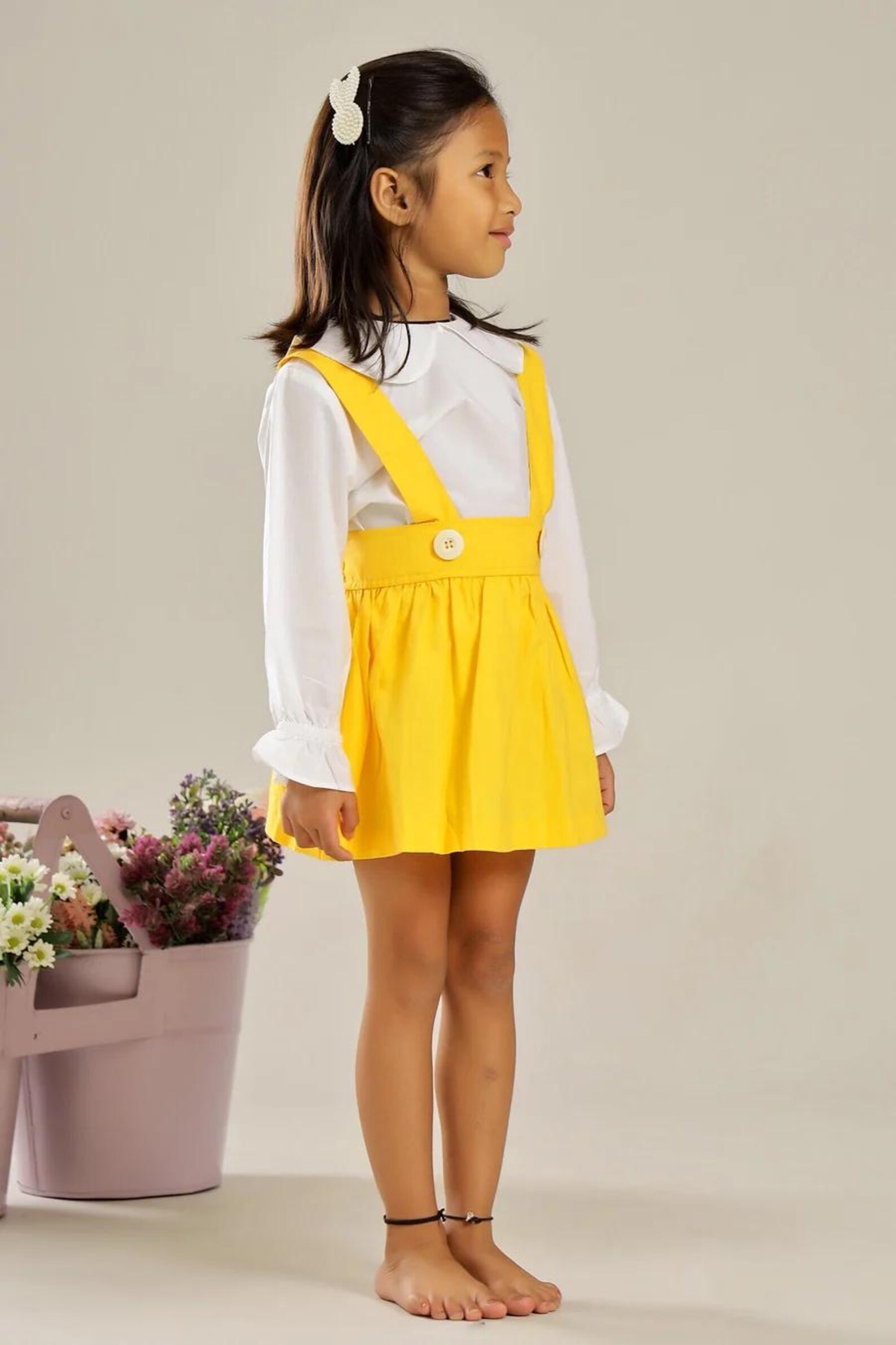 Girls Abstract Print T-shirt and Pinafore Dungaree Dress Set