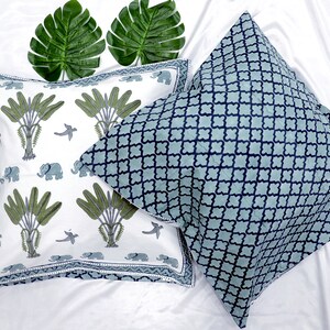 Set Of 2 ,Floral Double Sided Block Print , Cushion Covers , Quirky Cushion Covers , Block Print Sofa And Bed Cushion Covers , Home Decor