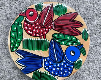 Handmade Painted Bird Wooden Coasters | Rustic Table Decor