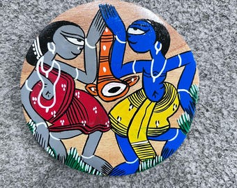 Hand-Painted Wood Coasters: Housewarming Gift, Warm Tones Home Decor