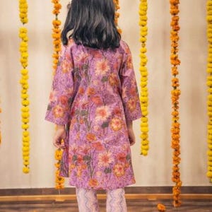 Girls Floral Print Kurta Set For Girls | Indian Ethnic Dress For Girls | Hand Block Printed Kurti Made With 100% Pure Cotton Fabric Stylish And Comfortable Kurti For Kids Weddings And Festive Wear Kids Girl Kurta Set