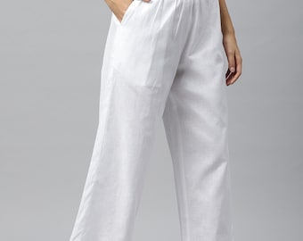 White Palazzo Pants. Handmade Clothing* Palazzo trousers white* White Palazzo Pant for Womens/Girls Soft Cotton* and gift for special friend