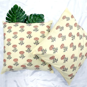 Set Of 2 , Block Print Cushion Covers With Hidden Zipper ,Quirky Cushion Covers ,Block Print Pink Color Sofa & Bed Cushion Cover  Home Decor