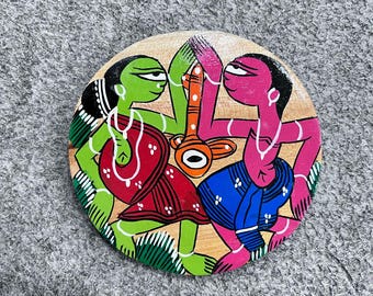 Hand-Painted Wooden Coaster Set | Rustic Table Decor