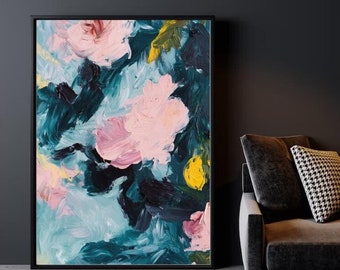 Abstract Floral Oil Painting: Vintage Botanical Wall Art (Digital Download)