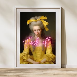 Marie Antoinette Print: Pink Neon Feminist Art (Digital Download)