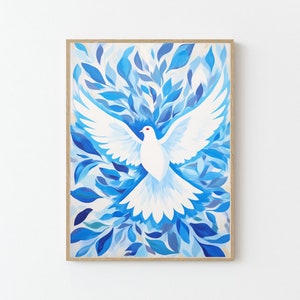 Blue Dove, Matisse inspired Art Print, Matisse Poster, White Dove, Peace,  Blue and White Wall Art, Matisse Cut Outs, Matisse Blue Print, A1