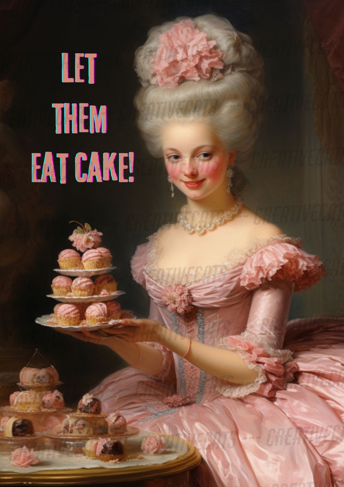 Marie Print, Let Them Eat Cake Quote Poster, Printable Wall Art, 18th Century