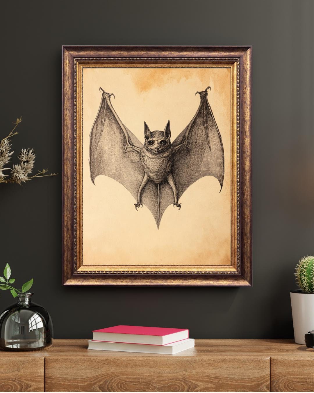 PRINTABLE Halloween Bat Print, Bat Drawing, Halloween Wall Decor, A1 Etsy