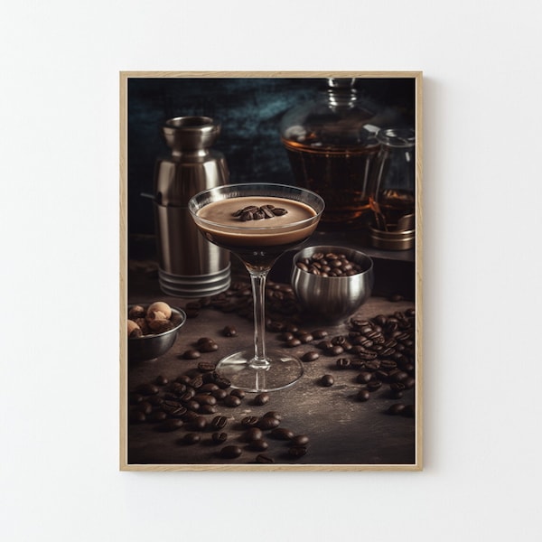 Espresso Martini Cocktail, Cocktail Art, Coffee, Bar Cart Wall Decor, Bar Art, Present for Coffee Lover or Barista, drinking,  A1, Poster