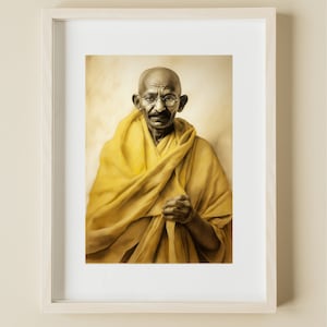 Mahatma Gandhi Illustration Art Print: Inspirational India Poster (Digital Download)