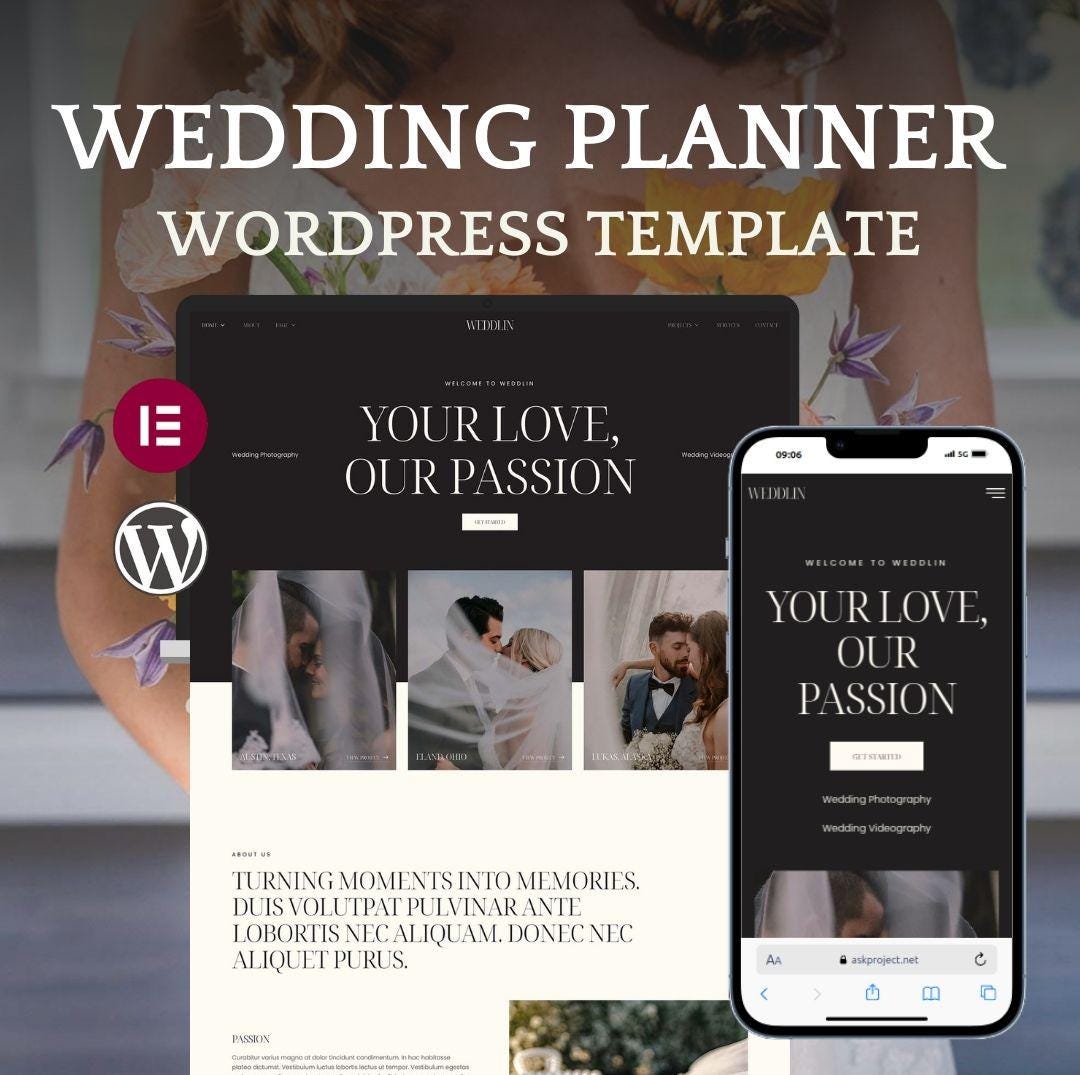 Wordpress Elementor Website Template Business Theme for Wedding