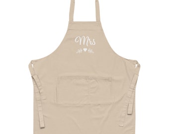 Mrs Organic Cotton Wedding Day Bride Apron