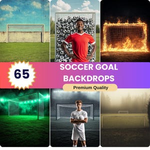 65 Piłka nożna Goal Backdrop Digital Download, Tło boiska piłkarskiego, Tło do fotografii piłkarskiej, Sztuka ścienna o tematyce sportowej, Wystrój pokoju gier