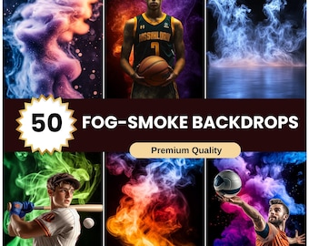50 Color Smoke Overlay, Photoshop Overlays, Digital Smoke Photo backdrop Smoke Backgrounds For Sports Photos, Sports backdrop
