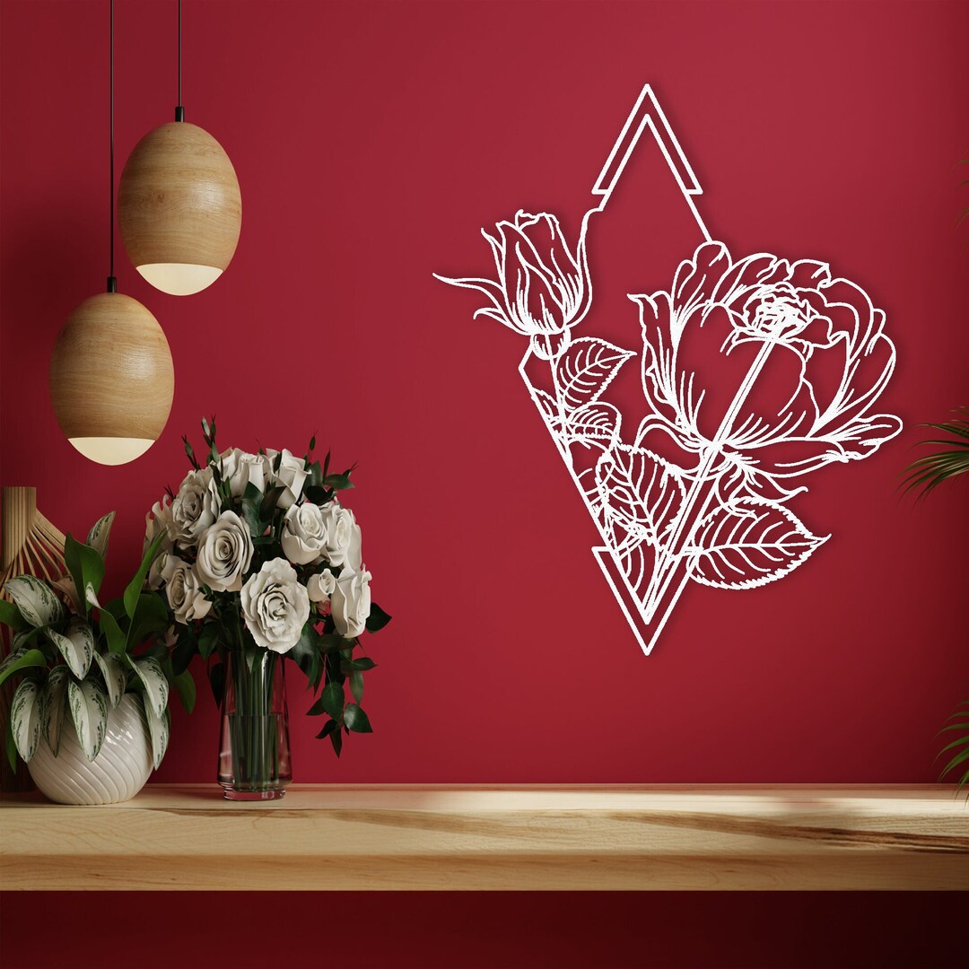 Floral Metal Wall Decor, Rose Metal Wall Art, Floral Wall Hangings
