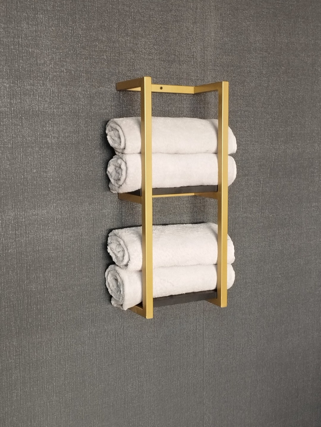 Gold Towel Rack Wall Mounted Towel Storage Floating Shelf Etsy