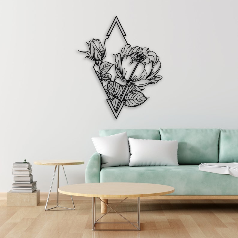 Floral Metal Wall Decor, Rose Metal Wall Art, Floral Wall Hangings