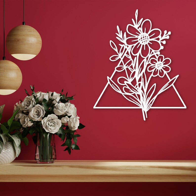 Floral Metal Wall Art, Above Bed Wall Decor, Flower Wall Decor, Boho