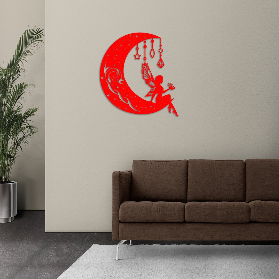 Fairy on Moon Metal Wall Art Fairy Wall Decor Home Decor - Etsy Canada