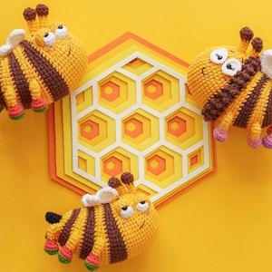 The Honey Bee Crochet Pattern Cute Amigurumi Bumblebee Plush Toy English PDF Tutorial Easy Beginner DIY Crochet Pattern for Baby Shower Gift
