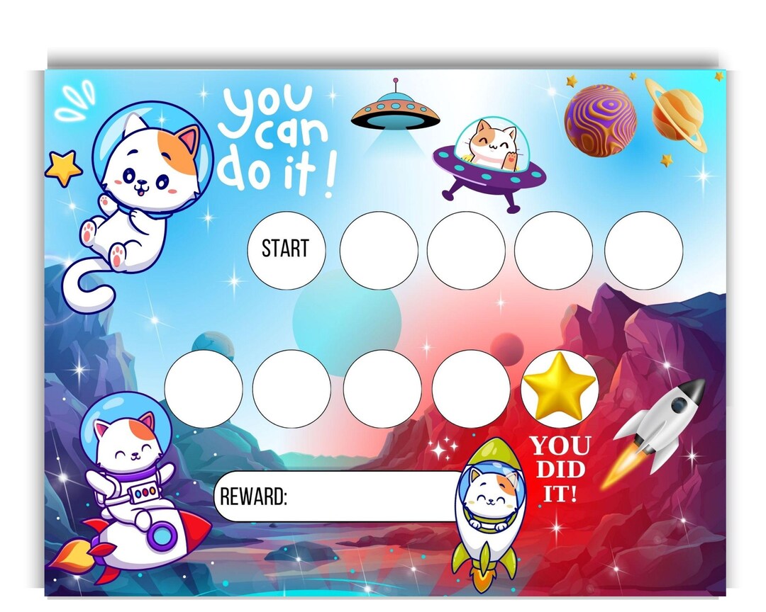 Space Cat Chart.pdf Space Cat Reward Chart for Kids – Printable Behavior & Potty Training ...