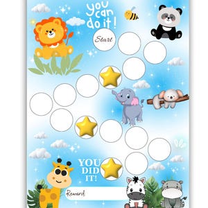 Baby-Tiere-Belohnungstabelle - druckbare Aufklebertabelle für Kinder | Töpfchen-Training, Lesen & Klassenzimmer Routine Tracker - Niedliche Kleinkind Aufgaben Tabelle