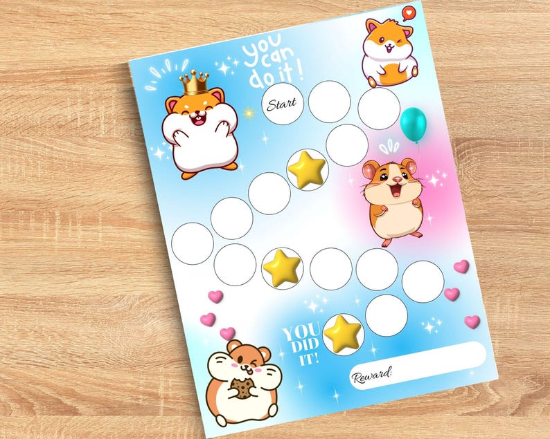 Hamster Reward Chart for Kids – Printable Behavior, Routine & Chore ...